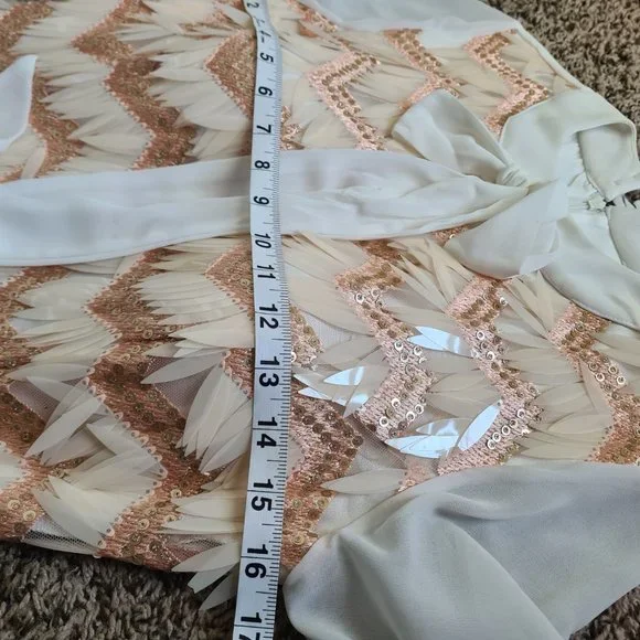 Imported Turkish Party21 Silk Ruffle Knee Length Dress w/Multi Shimmer Sequin 6 - Picture 17 of 17